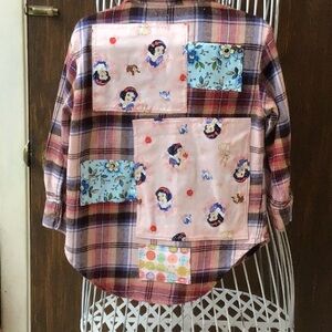 Old Navy Kids Patchwork Plaid Shirt - Red and Pink